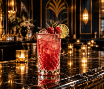 Hollywood cocktail recipe made with vodka, Chambord, triple sec, and sweetened lime juice