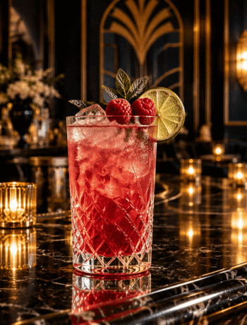 Hollywood cocktail recipe made with vodka, Chambord, triple sec, and sweetened lime juice